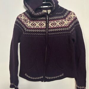 Northcrest Purple Patterned Hooded Cardigan